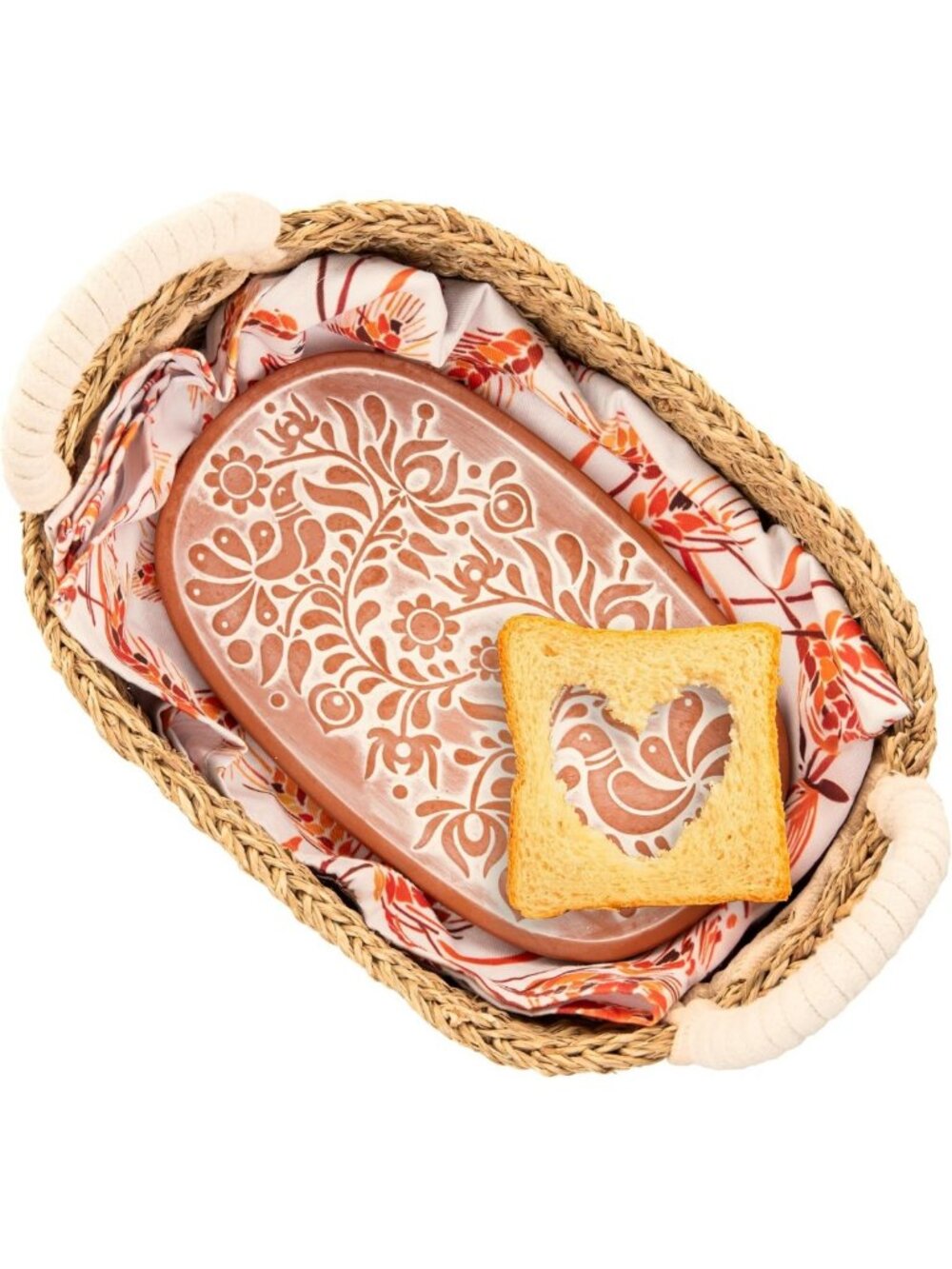 Stylish Bread Warmer Basket with Stone & Cotton Towel - Perfect for Sourdough
